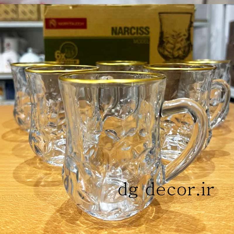فنجان طرح برجسته شش عددی لب طلا