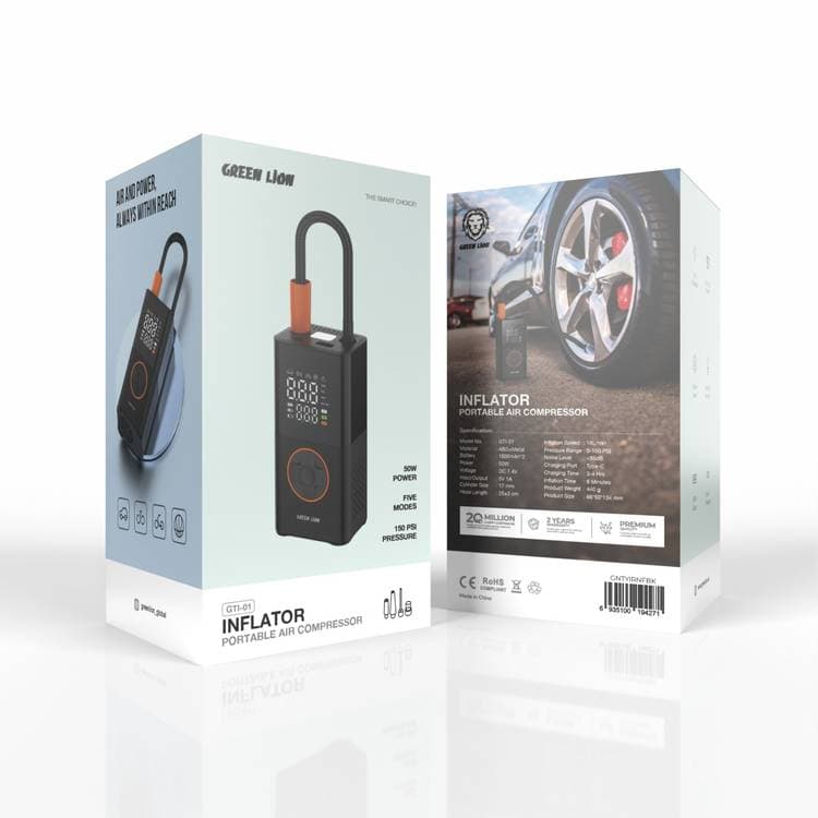 کمپرسور باد و پمپ باد و پاوربانک قابل حمل شارژی گرین لاین Green lion Inflator GTI-01 — تصویر ۳