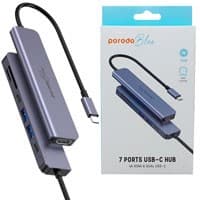 هاب 7 پورت 100 وات PD پرودو مدل Porodo Blue 7Ports USB-C Hub 4K HDMI PB71HBCGY
