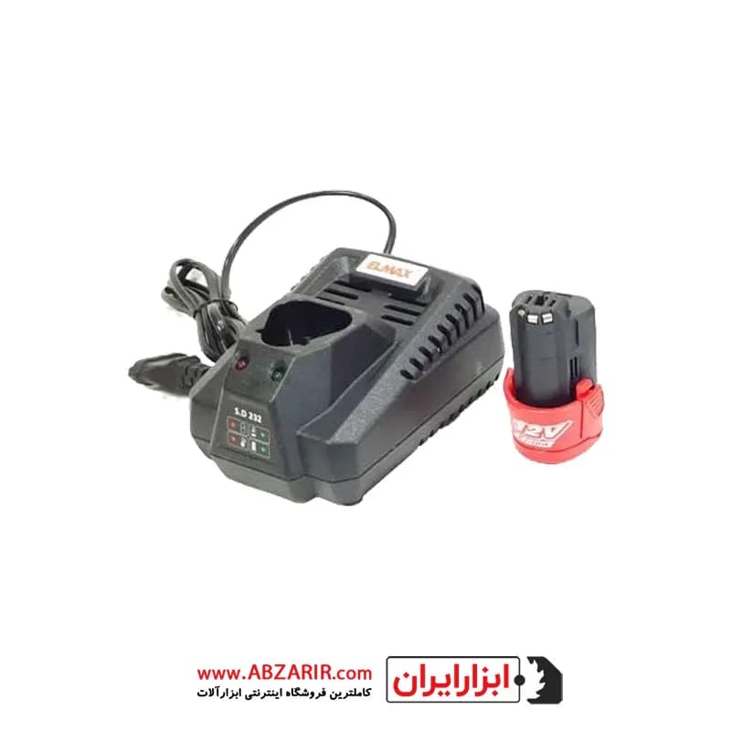 دریل شارژی 10 میلیمتر 12 ولت لیتیوم دو باتری همراه با کیف المکس مدل C.D-232 — تصویر ۵
