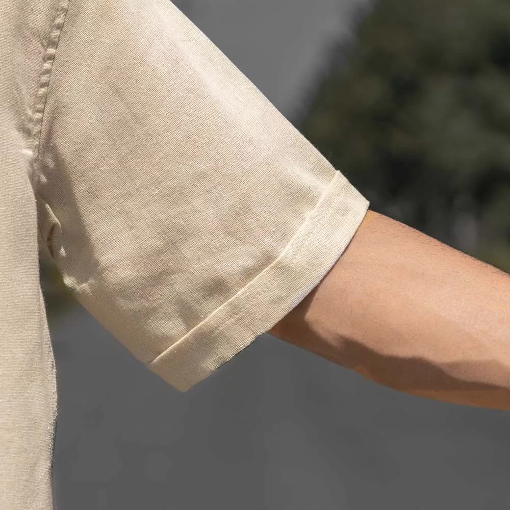 ست پیراهن و شلوار مردانه لینن استخوانی کد 29731 — تصویر ۵