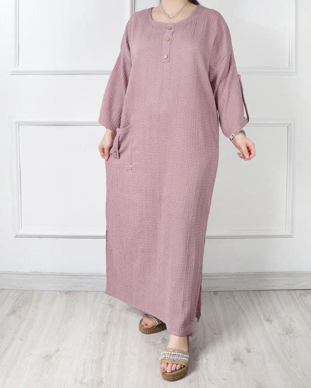 پیراهن ساحلی مانتویی کفتان کوک دوزی/کد2158 — تصویر ۳