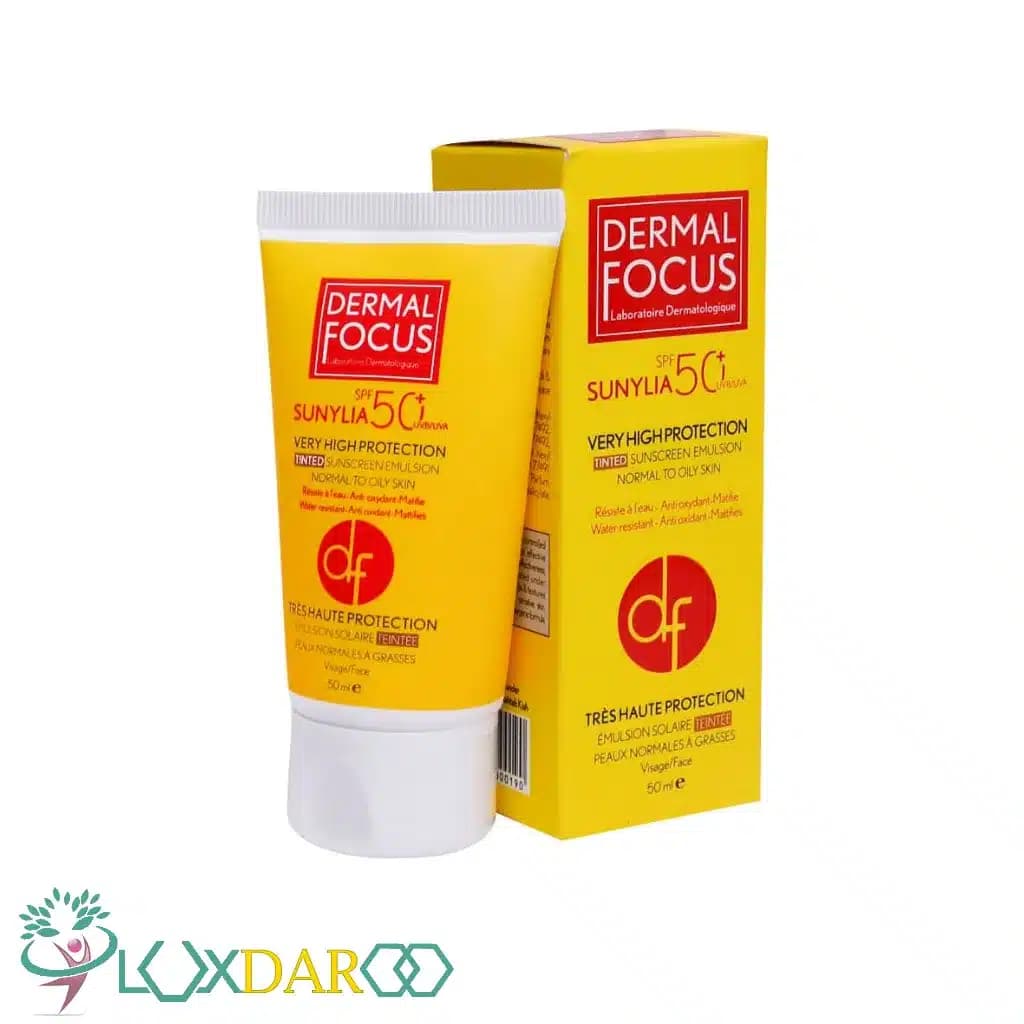 امولسیون ضد آفتاب پوست چرب بژ روشن سانیلیا درمال فوکوس SPF50+