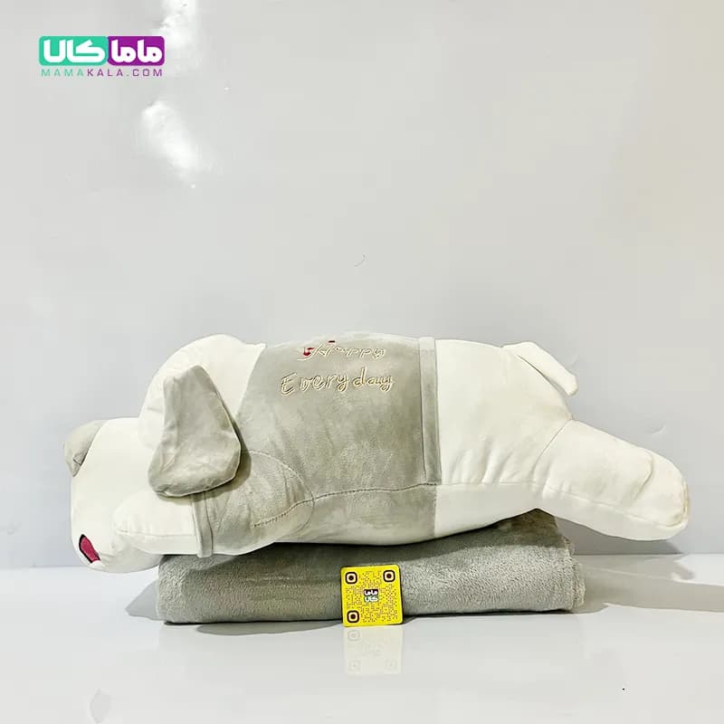 عروسک سگ شارپی پتوبالشتی طوسی وارداتی 60 سانتیمتر — تصویر ۲