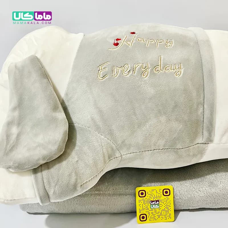 عروسک سگ شارپی پتوبالشتی طوسی وارداتی 60 سانتیمتر — تصویر ۸