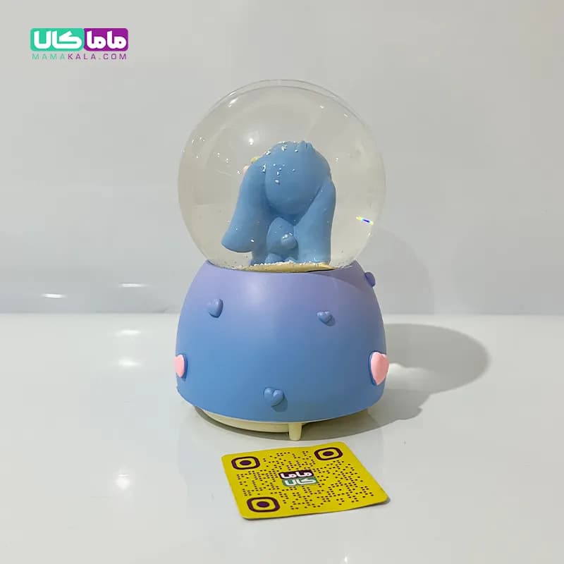 گوی کریستالی موزیکال استیج آبی + رقص نور و برف شادی 20 سانتیمتر — تصویر ۷