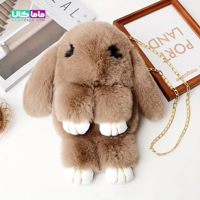 کیف دوشی عروسکی مدل خرگوش قهوه ای 35 سانتیمتر