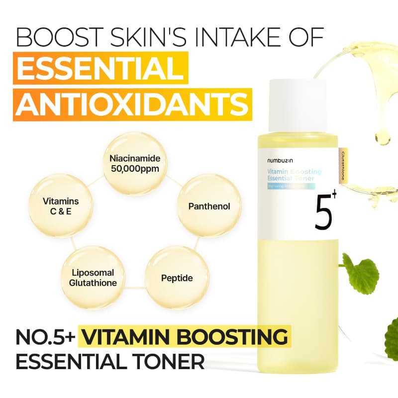تونر روشن کننده و ضدلک شماره ۵ نامبوزین | Numbuzin No.5+ Glutathione Vitamin Concentrated Toner — تصویر ۲