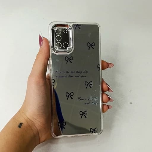 گارد گوشی A31 طرح آیینه ای فانتزی مدل پاپیون رنگ مشکی a31 قاب و کاور
