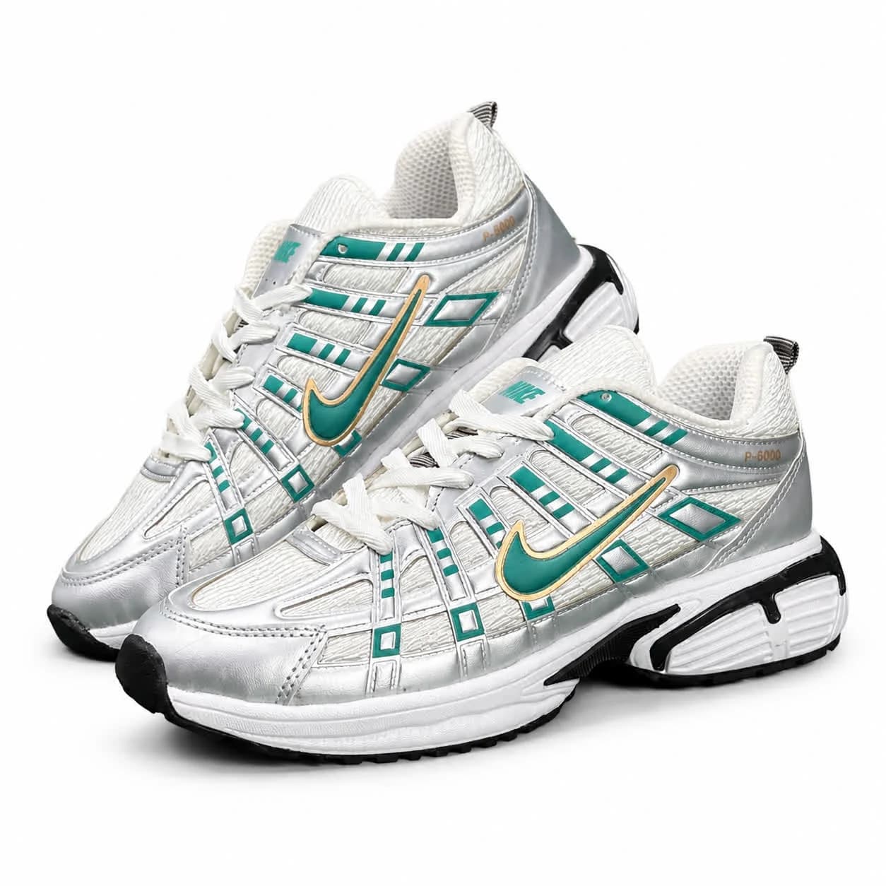 کتونی مردانه مدل رانینگ نایک P6000 سفید نقره ای سبز NIKE — تصویر ۲