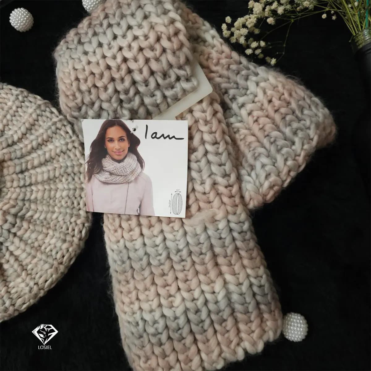 ست شال و کلاه بافتنی زنانه برند آی ام کد 41813 — تصویر ۲