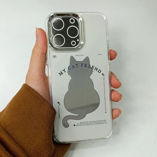 گارد گوشی Iphone 13 pro max طرح آیینه ای فانتزی گربه آیفون 13 پرو مکس قاب و کاور — تصویر ۲