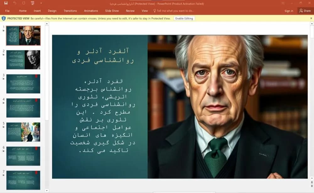 پاورپوینت آلفرد آدلر و روانشناسی فردی – به همراه زندگینامه و نظریه آدلر