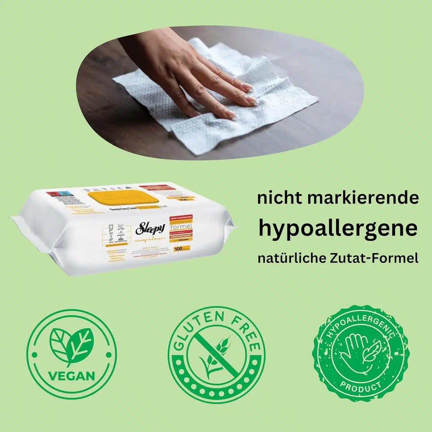 دستمال مرطوب اسلیپی Sleepy زرد مدل Easy Clean | بسته 100 عددی — تصویر ۸
