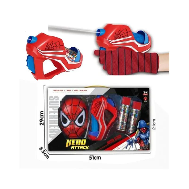 ست دستکش تارانداز و آبپاش مرد عنکبوتی Spiderman مدل 2 در 1 همراه با نقاب