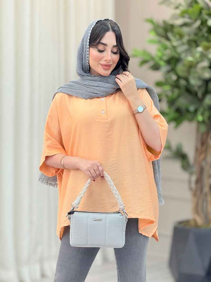 مانتو پانچ یقه دو دکمه کد 6649