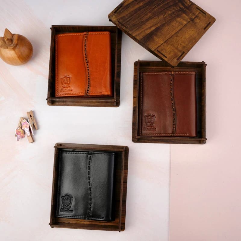 کیف پول کتابی آمریکایی دوختی چرم 56-21