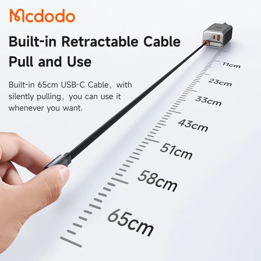 شارژر دیواری 67 وات مک دودو مدل CH-4100 به همراه کابل متصل به بدنه USB-C — تصویر ۳