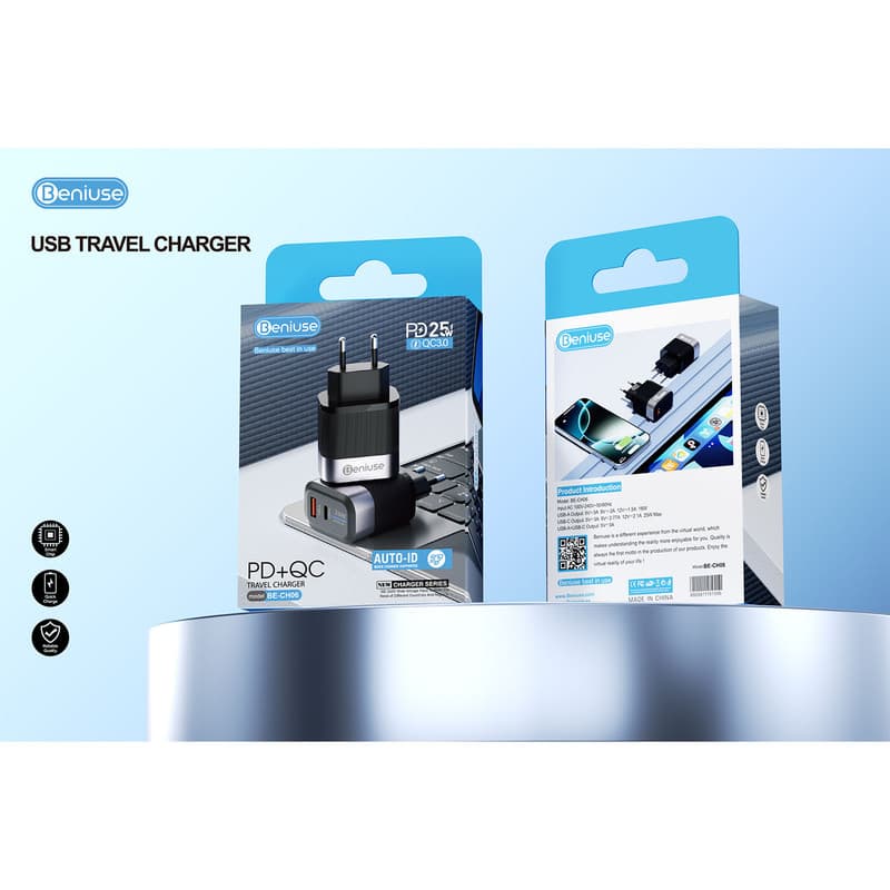 شارژر دیواری 25 وات دو پورت بنیوس مدل BE-CH06 — تصویر ۷