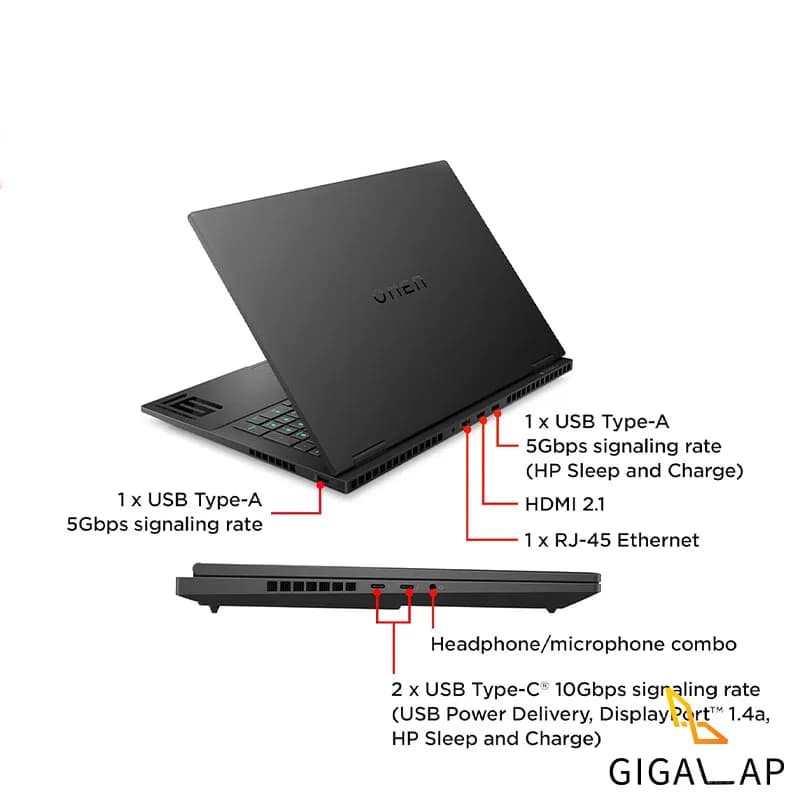لپ تاپ HP GAMING 16 مدل Ryzen7 7840HS 16GB 1TB SSD 6GB RTX 4050 16,1 FHD 144HZ — تصویر ۲