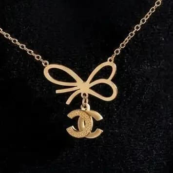 گردنبند و آویز زنانه و دخترانه استیل طرح پروانه و آویز گوجی Gucci ضد حساسیت رنگ کاملا ثابت کد amp