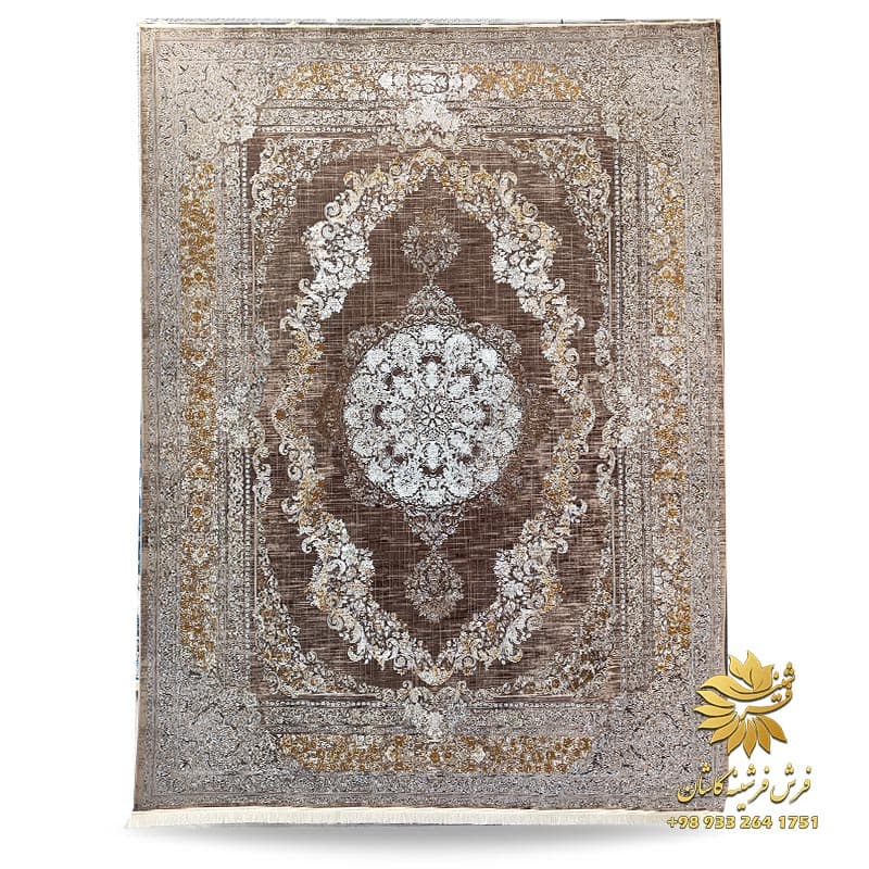 فرش وینتیح شکلاتی 1200 شانه گلبرجسته طرح لیلی