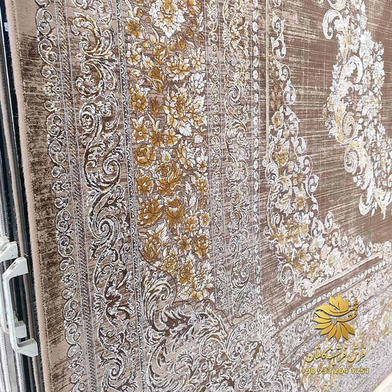 فرش وینتیح شکلاتی 1200 شانه گلبرجسته طرح لیلی — تصویر ۵