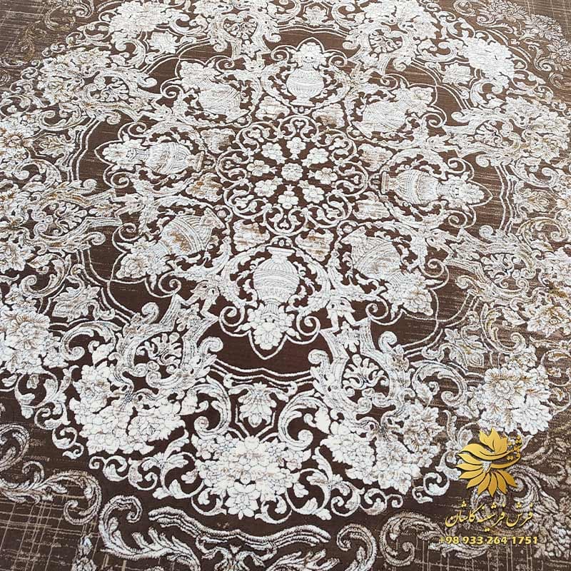 فرش وینتیح شکلاتی 1200 شانه گلبرجسته طرح لیلی — تصویر ۲