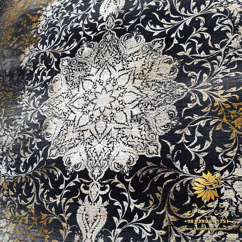 فرش طرح آرشام سرمه ای 1200 شانه کهنه نما — تصویر ۳