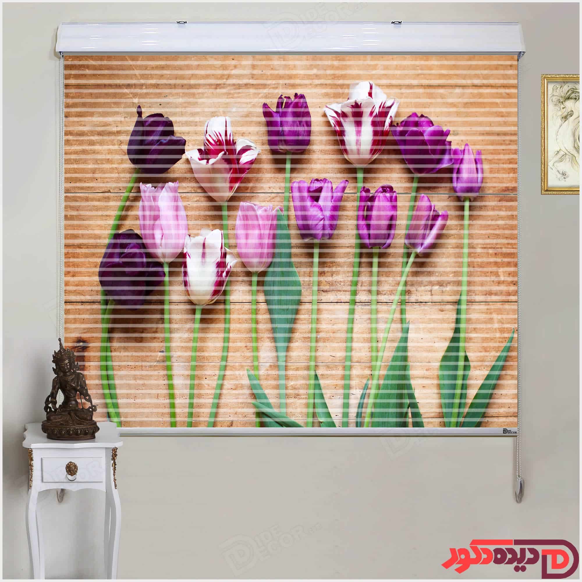 پرده زبرا دومکانیزم تصویری چاپی گل دار کد AZD-03