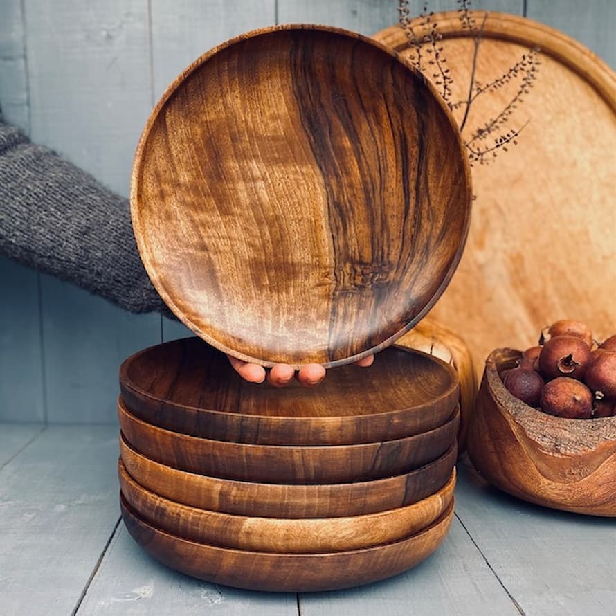 بشقاب چوبی گردو کد 400103 — تصویر ۲