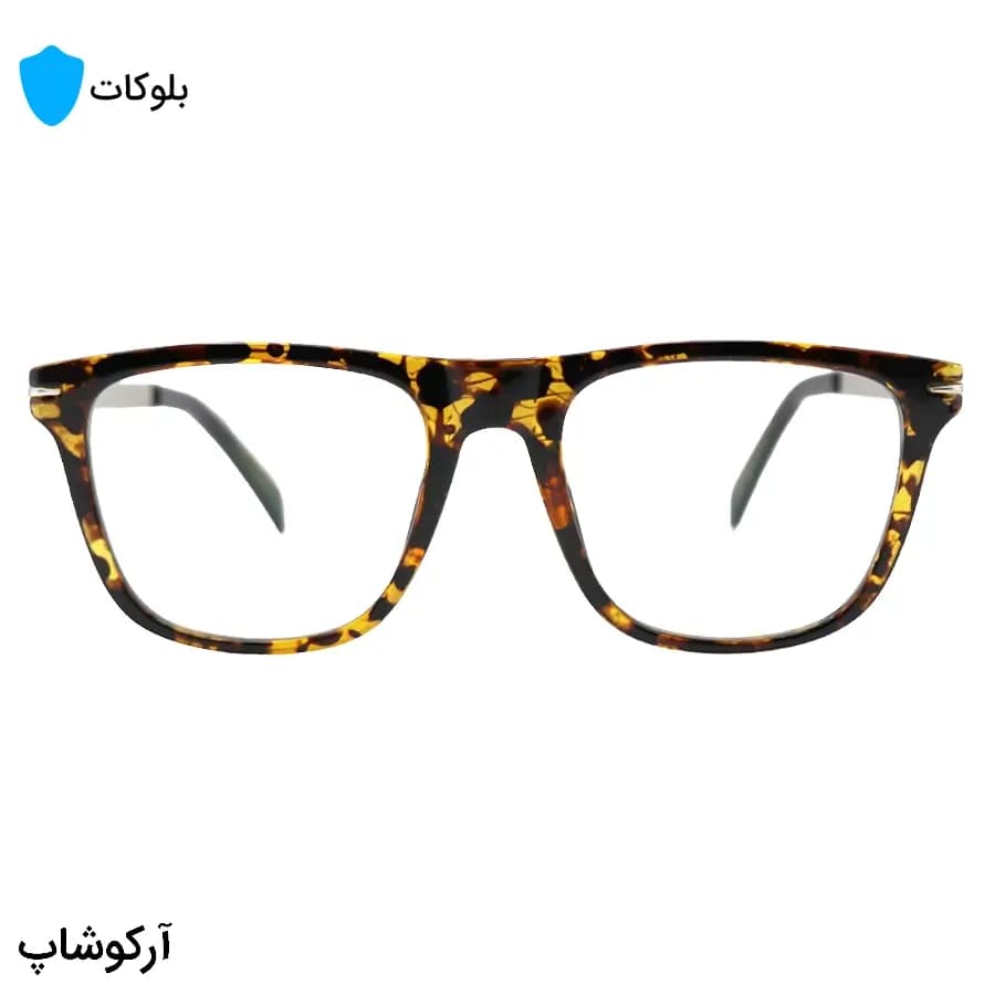 عینک بلوکات با فریم شکل مربعی، رنگ هاوانا، برند دیوید بکهام و لنز بلوکات ژاپنی برند Pixel مدل DB1306 — تصویر ۳