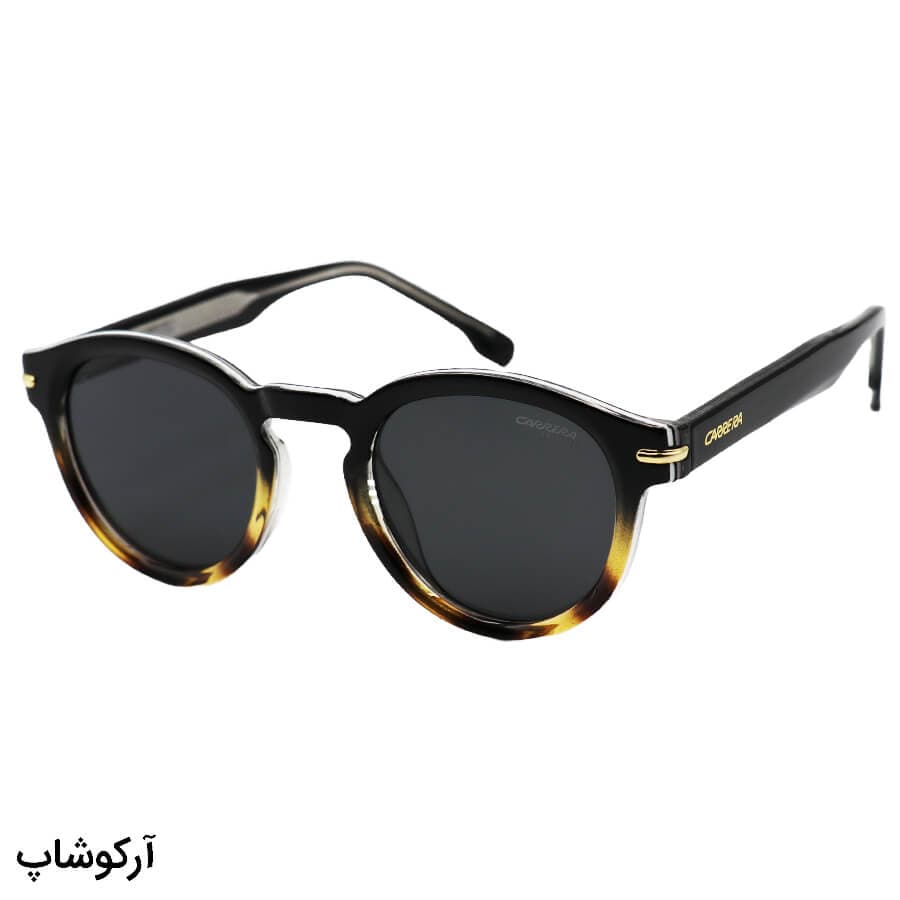 عینک آفتابی پلاریزه کاررا با فریم شکل گرد، دو رنگ، لنز دودی تیره و دسته سیم دار مدل P581006