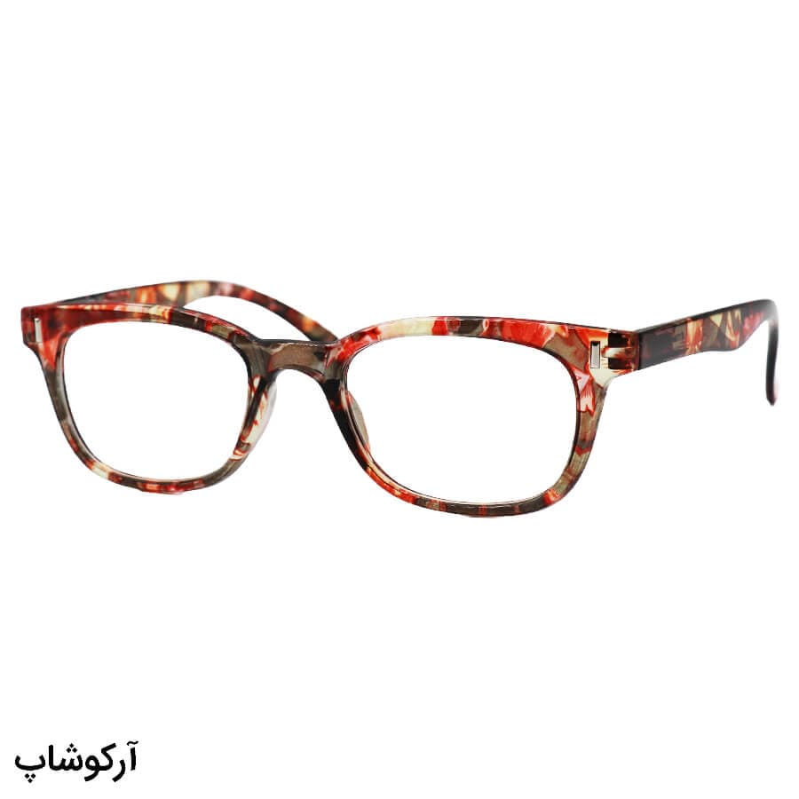 عینک مطالعه نمره +2.75 نزدیک بین با فریم چند رنگ (به همراه قاب و دستمال)، دسته فنری مدل TJ3184