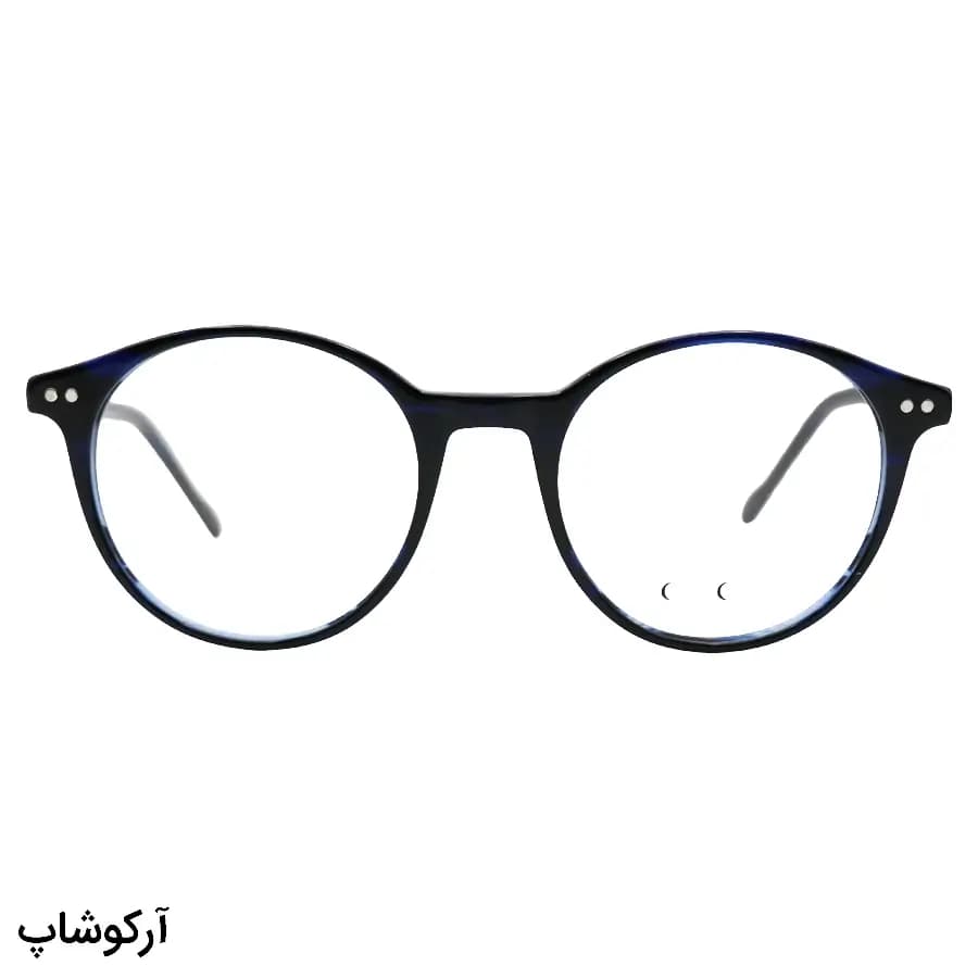 عینک طبی تک کاوره GUCCI با فریم رنگ آبی براق، شکل گرد، دسته سیمدار، لولا فنردار و کاور دودی تیره و پلاریزه مدل OLD033A — تصویر ۳