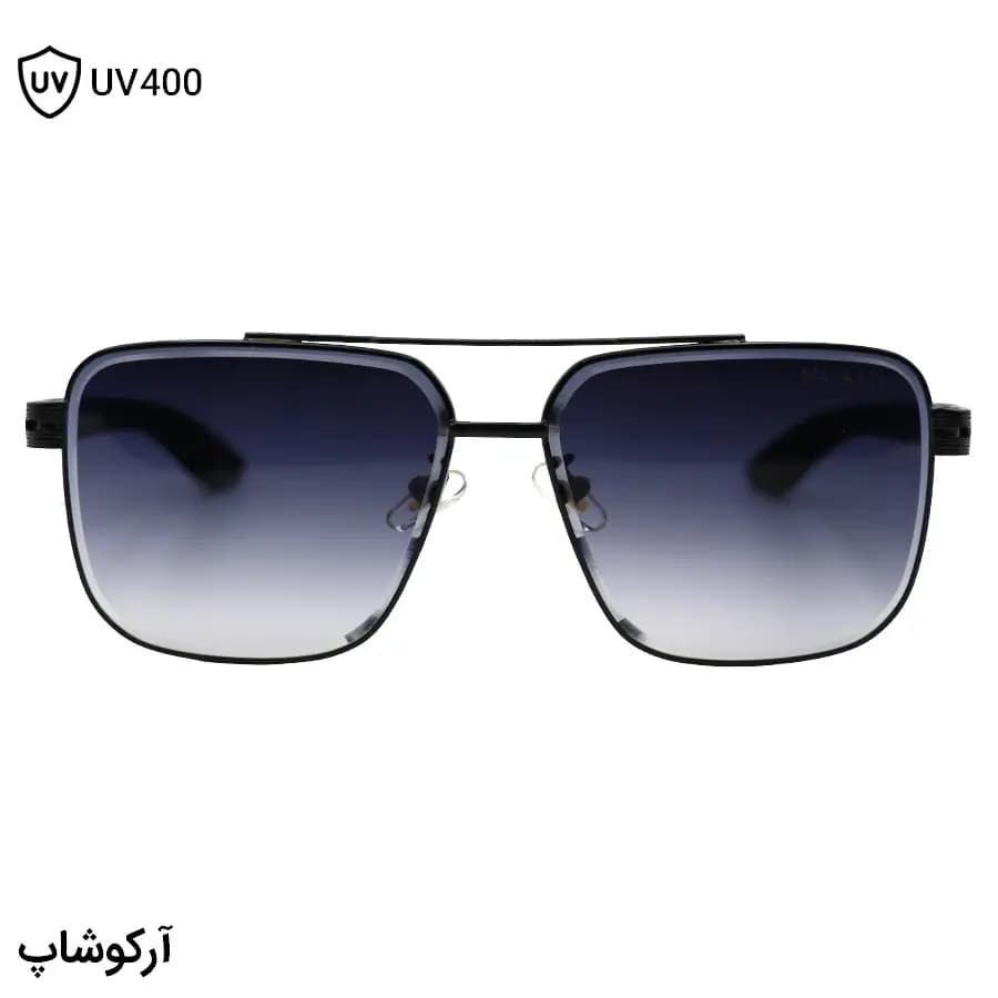 عینک آفتابی لاکچری میباخ با فریم مشکی رنگ، مربعی شکل، دسته چوبی و لنز دودی هایلایت مدل 23186 — تصویر ۳