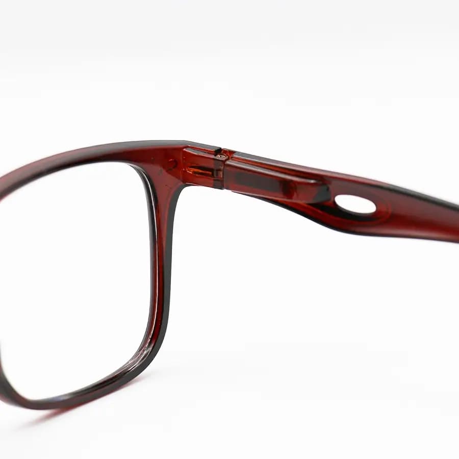 عینک مطالعه نزدیک بین نمره +2.50 با فریم شکل ویفرر قهوه ای رنگ، (بهمراه قاب و دستمال) مدل B22-1 — تصویر ۴