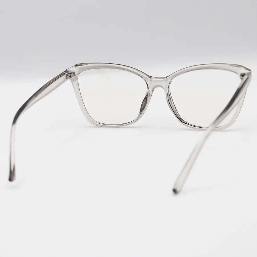 عینک زنانه با فریم طوسی رنگ، شکل بال پروانهای، از جنس کائوچو و لنز بلوکات مدل 20385 — تصویر ۴
