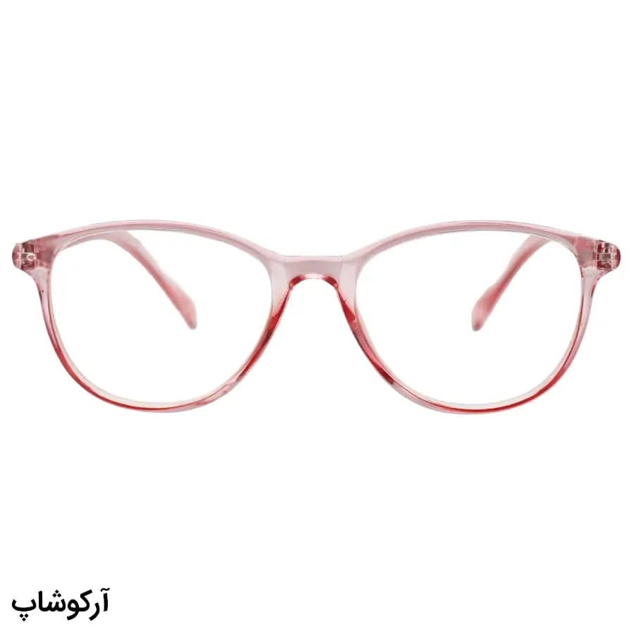 عینک مطالعه نزدیک بین نمره +2.50 با فریم صورتی رنگ، شکل ویفرر، لولا فنردار و برند MakerField مدل H102 — تصویر ۲
