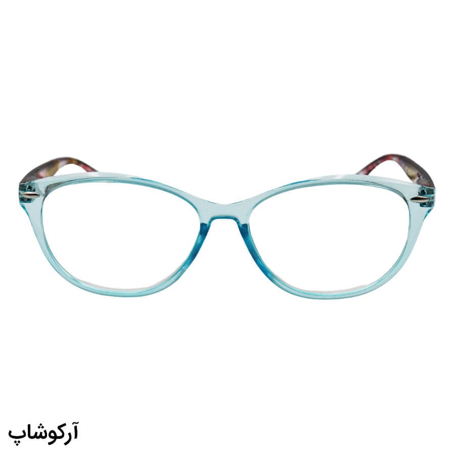 عینک مطالعه نمره +2.25 نزدیک بین با فریم فیروزه ای (به همراه قاب و دستمال)، مدل 3209 — تصویر ۲