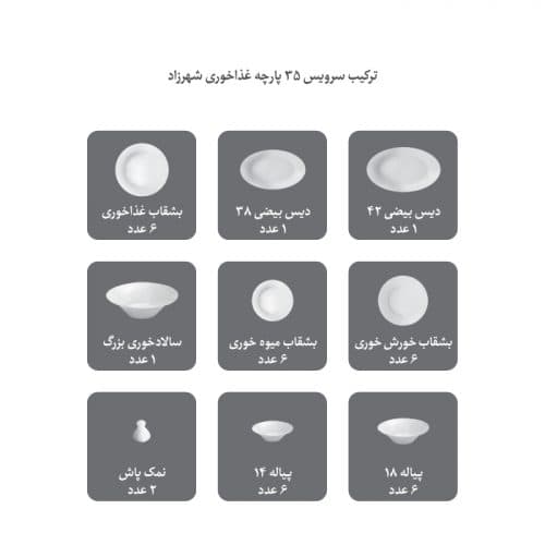 سرویس چینی 35 پارچه 6 نفره غذاخوری ماربلا — تصویر ۷