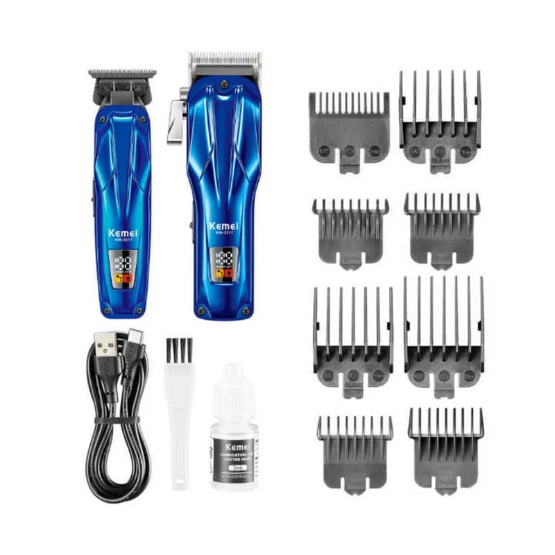 ست ماشین اصلاح کیمی مدل KM-2217 (دو قلو حجمزن و خطزن، 7200 دور/دقیقه، صفرزن) — تصویر ۳