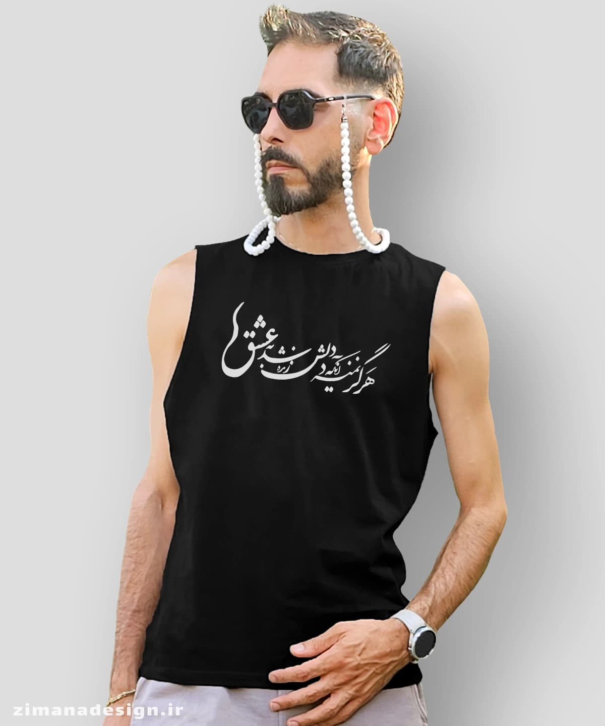 تاپ مردانه و زنانه تایپوگرافی طرح هرگز نمیرد آنکه دلش زنده شد به عشق کد 790