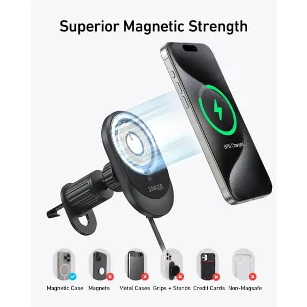 شارژر بیسیم مغناطیسی خودرو انکر مدل Anker MagGo Wireless Car Charger Pad A2932 — تصویر ۳