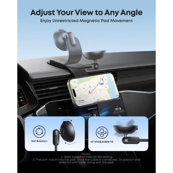 هولدر و شارژر بیسیم مغناطیسی خودرو انکر مدل Anker Nano Wireless Car Charger A2216 — تصویر ۴