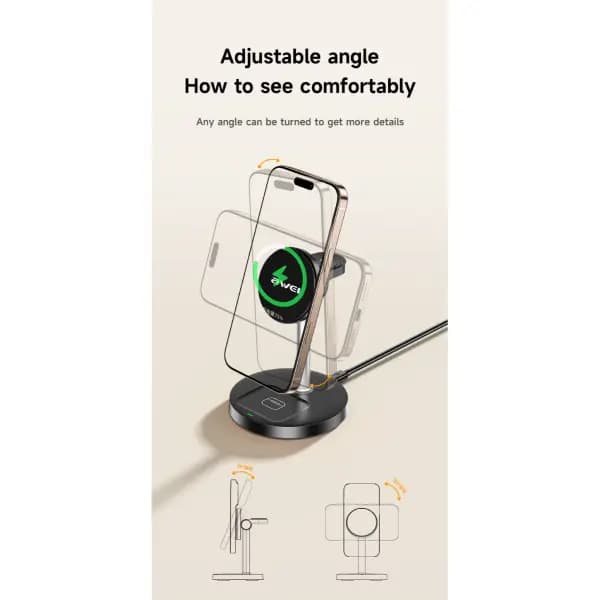 شارژر وایرلس سه کاره اوی مدل Awei W28 — تصویر ۳