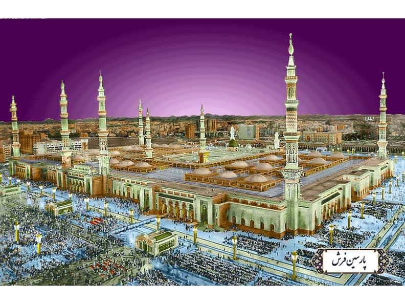 نخ و نقشه تابلو فرش طرح مسجد النبی – کد NR065