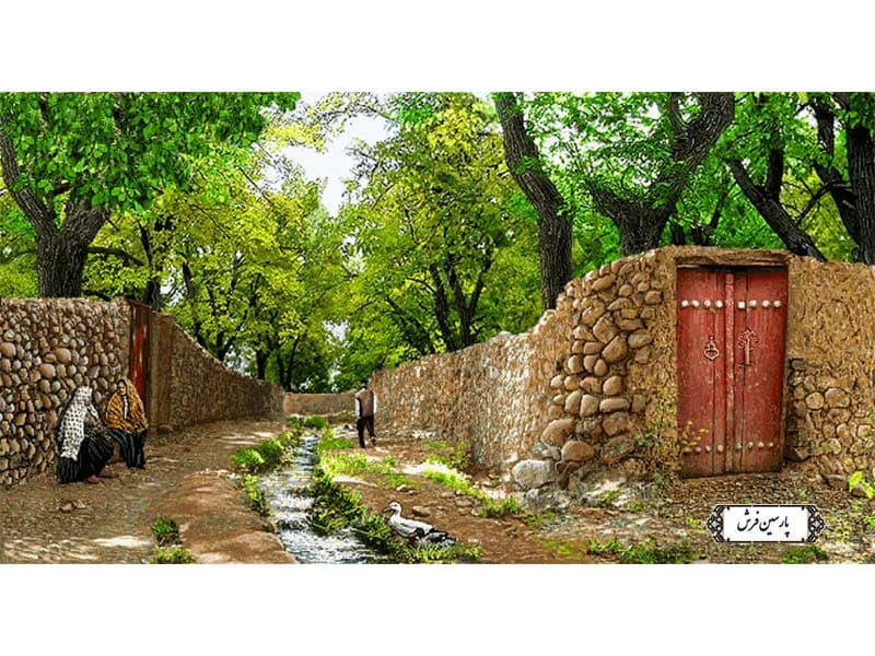 نخ و نقشه تابلو فرش کوچه باغ یاد ها – کد NV800