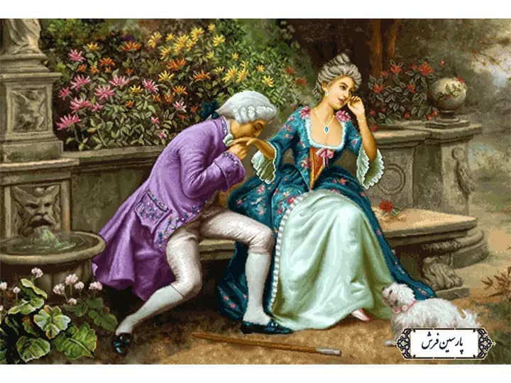 نخ و نقشه تابلو فرش دستباف تبریز طرح دست بوسی – کد NF2188