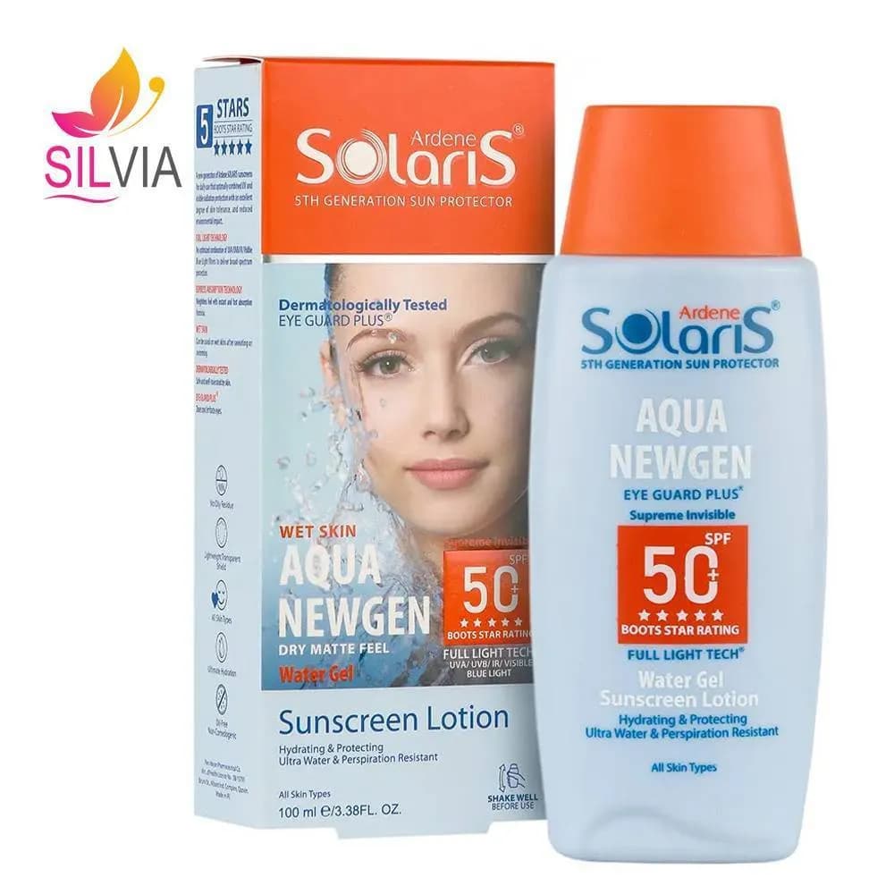 لوسیون آبی ضد آفتاب فاقد چربی بی رنگ SPF50 سولاریس آردن 100 میل — تصویر ۳